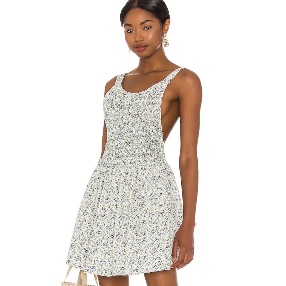 NWT Free People Blue Mini Petunia Floral Mini Dress XS